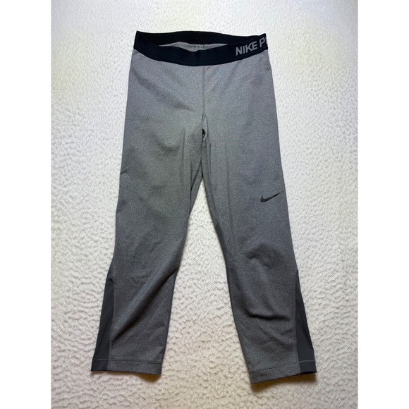 Nike Pro leggings women medium gray Capri Athletic Running Training Cropped‎ - Picture 1 of 10